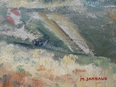 null JANNAUD Madeleine (1908-2013), "Paysage", huile sur toile signée en bas à droite,...