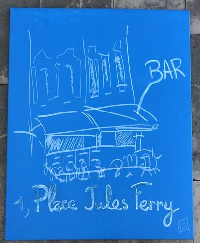 null KAUFMANN LAROCHE Régine, "Place Jules Ferry", huile sur toile signée en bas...