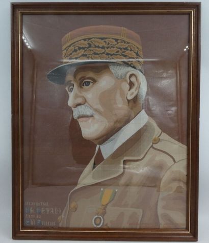 null Un portrait du Maréchal Pétain, chef de l'Ètat français dessiné pour mise en...