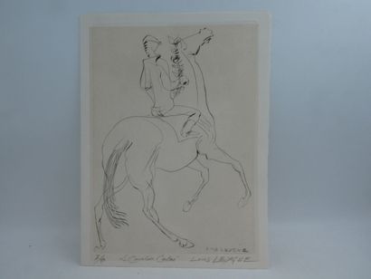 null LOT 2 estampes : LEYGUE Louis (1905-1992), "Le Cavalier cabré", lithographie...