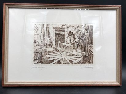 null EHRMANY, "Ferronnier", gravure au burin, 31 x 19 cm.