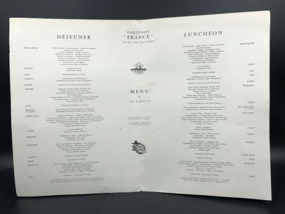 null Paquebot FRANCE Compagnie Générale Transatlantique French Line : menu du 25...