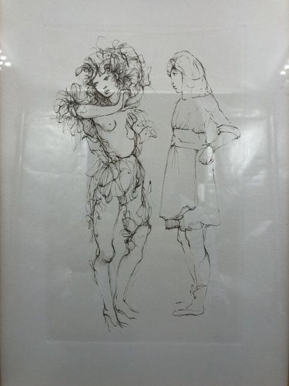 null FINI Léonor (1907-1996), "Paroles de Nonette avec deux personnages", gravure...