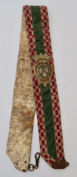 null Flag bearer harness of the Artois regiment. Leather banner covered with green...