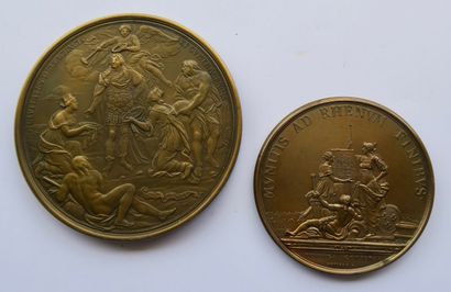 null Deux médailles Louis XIV (refrappes): prise de Tournai et de Courtrai en 1667...