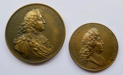 null Deux médailles Louis XIV (refrappes): prise de Tournai et de Courtrai en 1667...