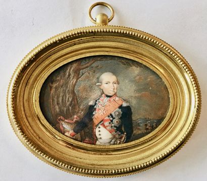 null Miniature de Guillaume IX de Hessen- Kassel représenté en maréchal prussien,...