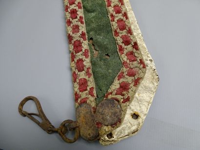 null Flag bearer harness of the Artois regiment. Leather banner covered with green...
