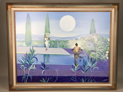 null COUDOUR Gilles (né en 1942), "La Piscine", huile sur toile signée en bas à droite,...
