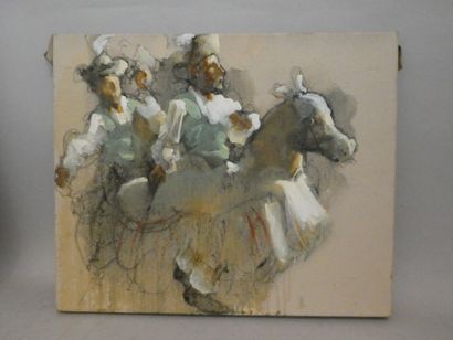 null PYAT Jean-Pierre, "Cavaliers", huile sur toile, 38 x 46 cm