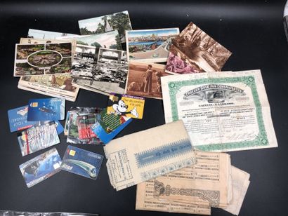 null LOT cartes postales, cartes téléphone et anciens titres