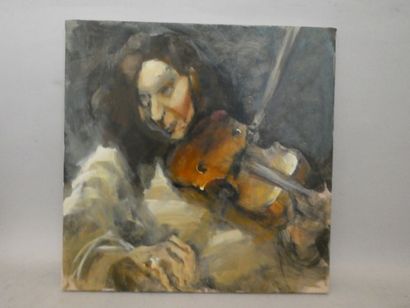 null PYAT Jean-Pierre, "La Violoniste", huile sur toile, 40 x 40 cm