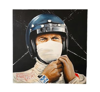 null COURTET Yvan (né en 1977), "Steve McQueen - Le Mans driver", acrylique sur toile...