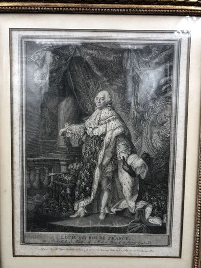 null LOT de trois gravures anciennes représentant Louis XVI, Louis Charles de Bourbon...