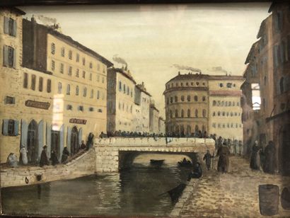 null French school 19th century, "The Customs Canal" and "The Quay of the Port in...