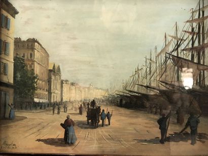 null Ecole francaise 19ème siècle, "Le Canal de la douane" et "Le Quai du Port à...