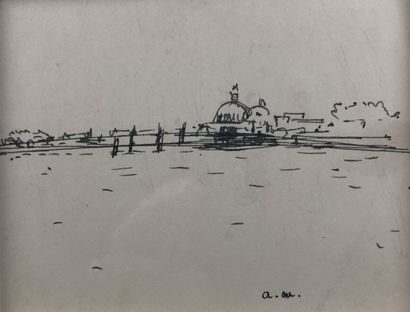 null MARQUET Albert (1872-1939), "Vue de la lagune, Venise", encre de Chine monogrammée...