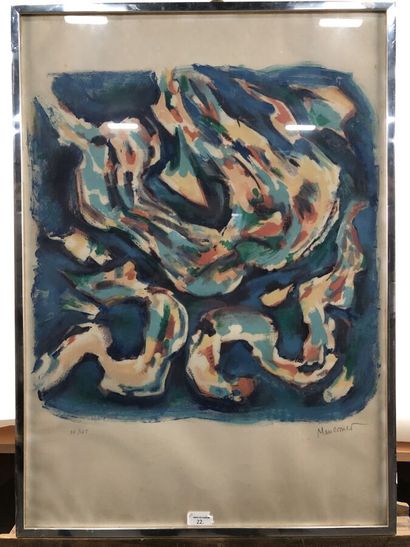 null MANESSIER Alfred (born 1911), "Abstraction", Lithograph in colors numbered 88/125...