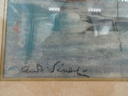 null SINET André (1867-?) (Elève de Drolling),
"Pêcheur sur une barque",
pastel signé...