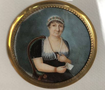 null French school of the beginning of the 19th century, "Portraits of women", miniature...