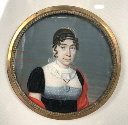 null French school of the beginning of the 19th century, "Portraits of women", miniature...