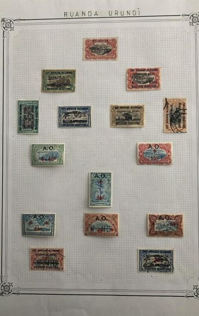 null 1 Collection de timbres Nigéria Nyassa Rhodésie Ruanda neufs et oblitérés
