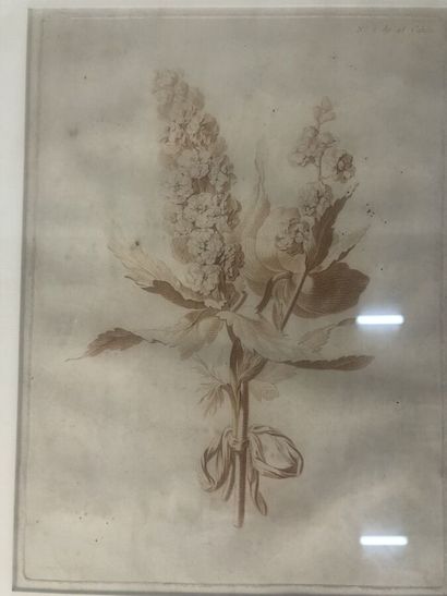 null SALEMBIER (Henri, 1753-1820) d'après, une série de trois gravures "Fleurs" encadrées,...