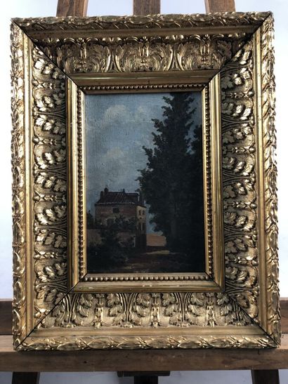null Anonyme,, "Paysage", huile sur carton, 27 x 18 cm.