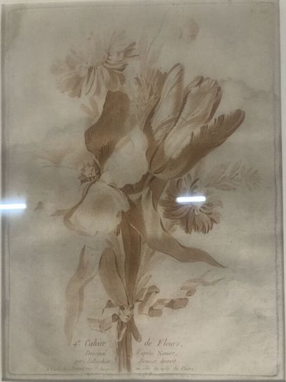 null SALEMBIER (Henri, 1753-1820) d'après, une série de trois gravures "Fleurs" encadrées,...