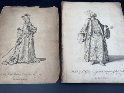 null Costumes XVIIIès "recueil factice de planches représentant les divers hauts...