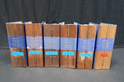 null 11 classeurs de dictionnaires du Droit, dos bois, ainsi que divers ouvrages...