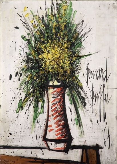 null Bernard BUFFET (1928-1999)
Bouquet de fleurs jaunes, 1964
Huile sur toile.
Signée...