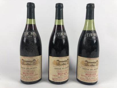 null MOULIN A VENT THORIN Château des JACQUES, 1979, 3 bouteilles. dont 1 niveau...