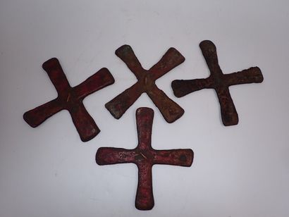 null Quatre croix monnaie en cuivre du Katanga, RDC, milieu XXe