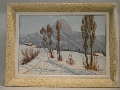 null MAUREL Fernand, ''Paysage de montagne sous la neige", huile sur toile signée...