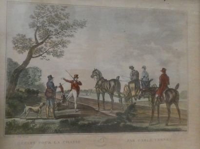 null D'après VERNET Carle (1758-1836) et Levacher graveur, "Départ pour la chasse...