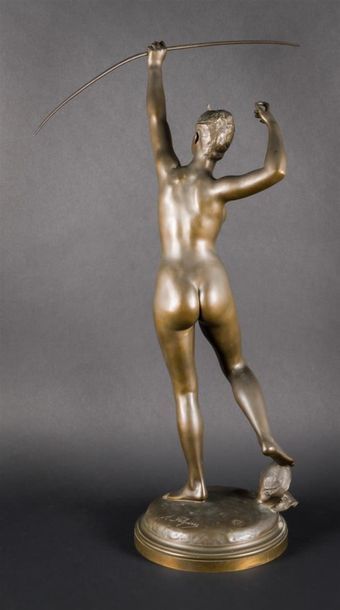 null Alexandre FALGUIERE (1831-1900) 
Diane chasseresse
Epreuve en bronze à patine...