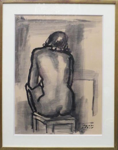 null Paul COLIN (1892-1985)
Nue de dos 
Lavis signé en bas à droite.
52 x 38 cm
