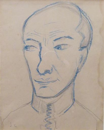 Jean CROTTI (1954) Portrait d'homme Dessin...