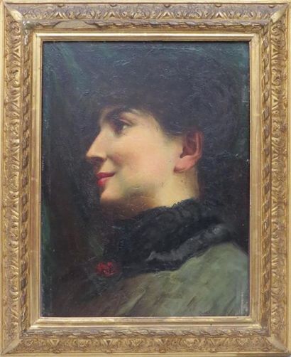 null Attribué à Edward Louis GRENET (1857-1922) 
Portrait de jeune femme
Huile sur...