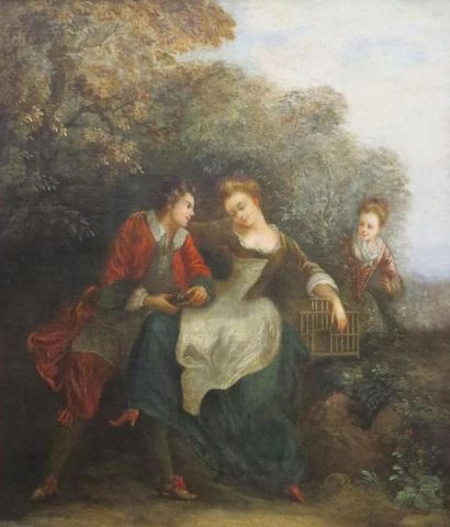 null ECOLE FRANCAISE, fin XVIIIe-début XIXe
Scène galante
Huile sur toile
61 x 55...