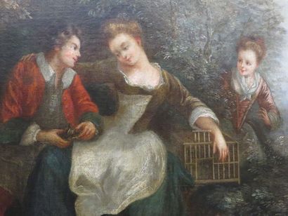 null ECOLE FRANCAISE, fin XVIIIe-début XIXe
Scène galante
Huile sur toile
61 x 55...