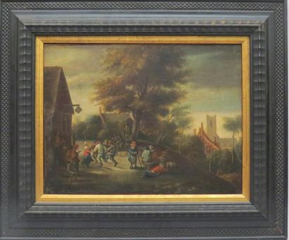 null Ecole HOLLANDAISE XVII-XVIIIème 
Scène animée
Huile sur toile
31 x 41 cm. (Restaurations-...