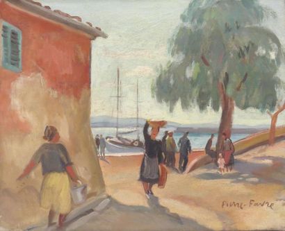 null Pierre FAVRE (1906-1983)
Retour de pêche à Sanary
Huile sur toile signée en...
