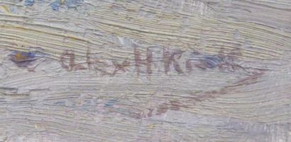 null Alex H. KIRK (XIX-XXe)
Plage animée
Huile sur panneau signé en bas à droite
19...