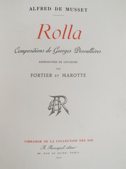null MUSSET (Alfred de). ROLLA. Paris, Romagnol, 1906. Grand in-8 broché, couverture...