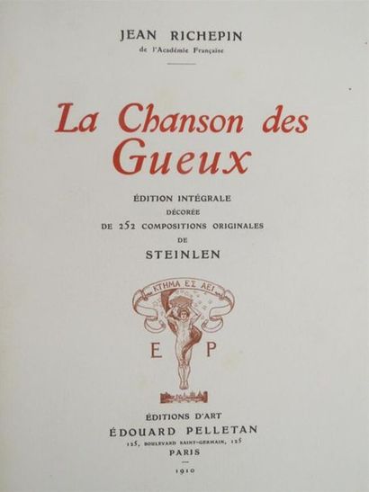 null RICHEPIN (Jean). LA CHANSON DES GUEUX. Paris, Pelletan, 1910. Grand in-4 demi-maroquin...