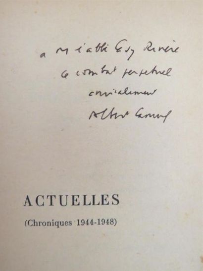 null CAMUS (Albert). ACTUELLES. Chroniques 1944-1948. Paris, Gallimard, 1950. In-12...