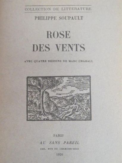 null SOUPAULT (Philippe). ROSE DES VENTS. Paris, Au Sans Pareil, 1920. In-8 demi-chagrin...