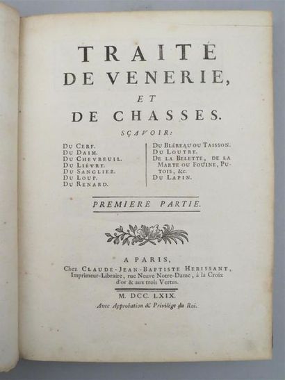 null [CHASSE]. [GOURY DE CHAMPGRAND (Charles-Jean)]. Traité de vénerie, et de chasses....